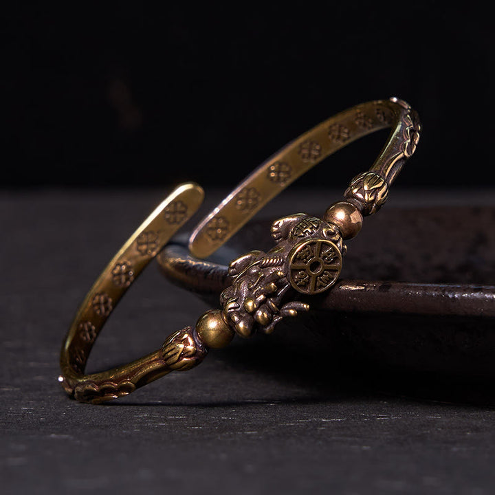 Buddha Stones Pi Xiu Carrying Coin Ingot Copper Brass Luck Wealth Bracelet Bangle - PiXiu Carrying Coin(Wrist Circumference: 14-15cm) - image 0