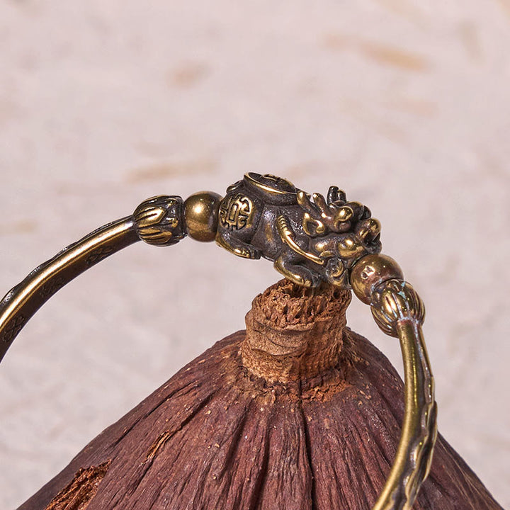 Buddha Stones Pi Xiu Carrying Coin Ingot Copper Brass Luck Wealth Bracelet Bangle - image 10