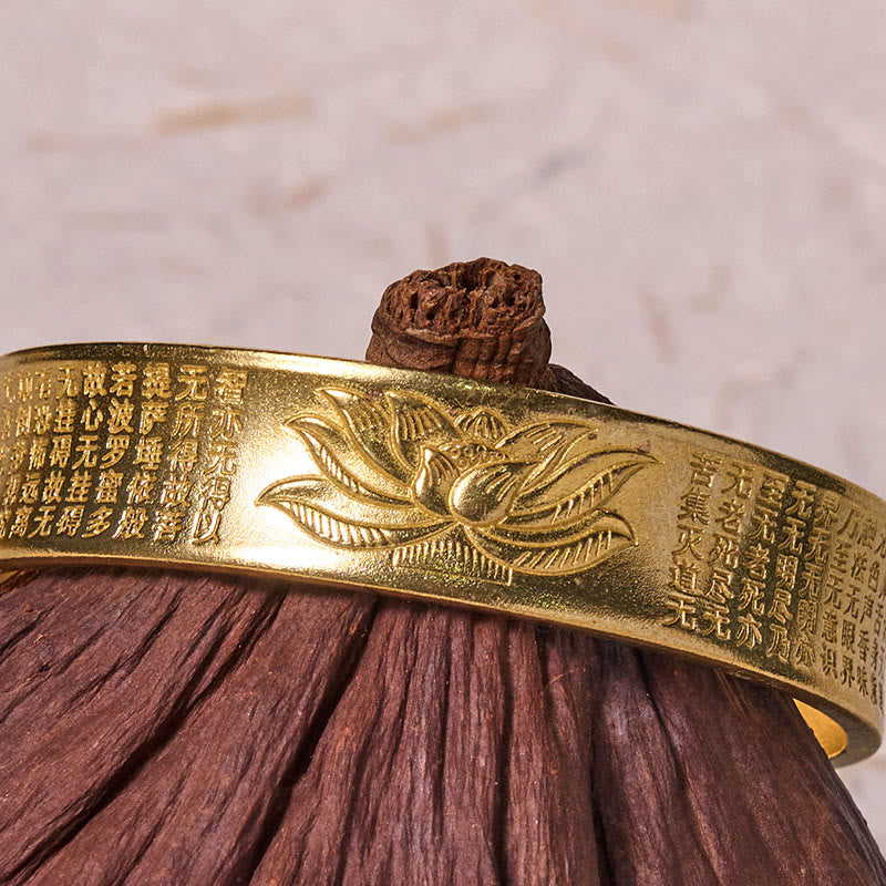 Buddha Stones Heart Sutra Lotus Flower Copper Brass Peace Cuff Bracelet Bangle - image 9