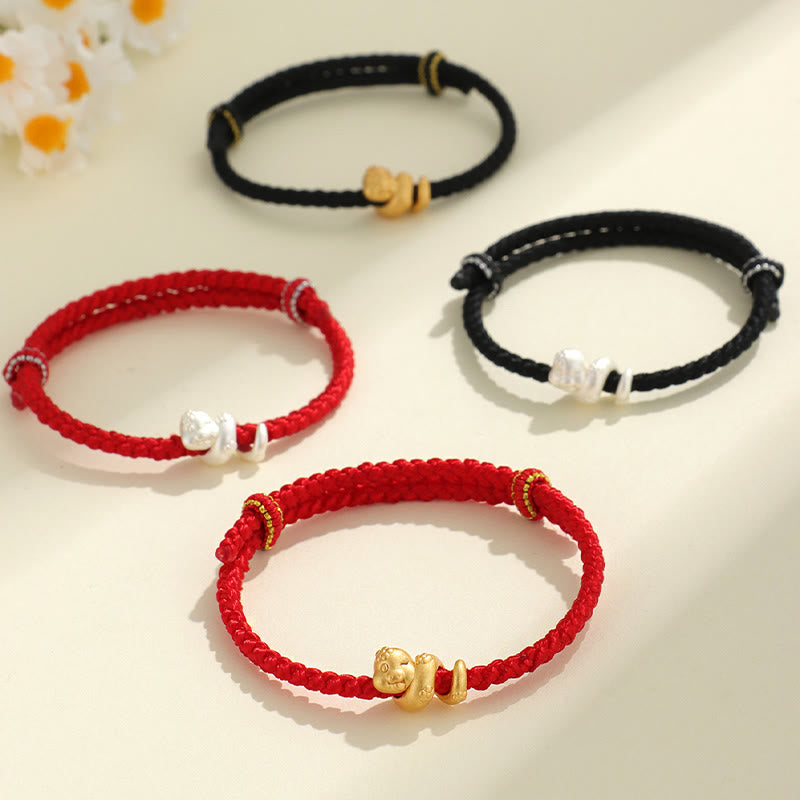Buddha Stones Handmade 999 Sterling Silver Year Of Snake Red String Luck Braided Bracelet - image 1