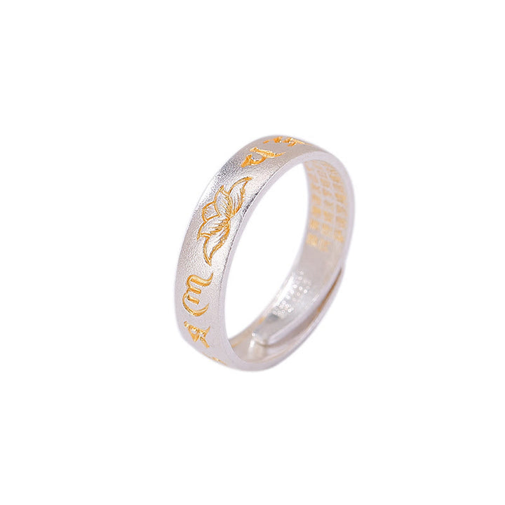 Buddha Stones 999 Sterling Silver Lotus Six True Words 'om Mani Padme Hum' Adjustable Enlightenment Ring - image 12