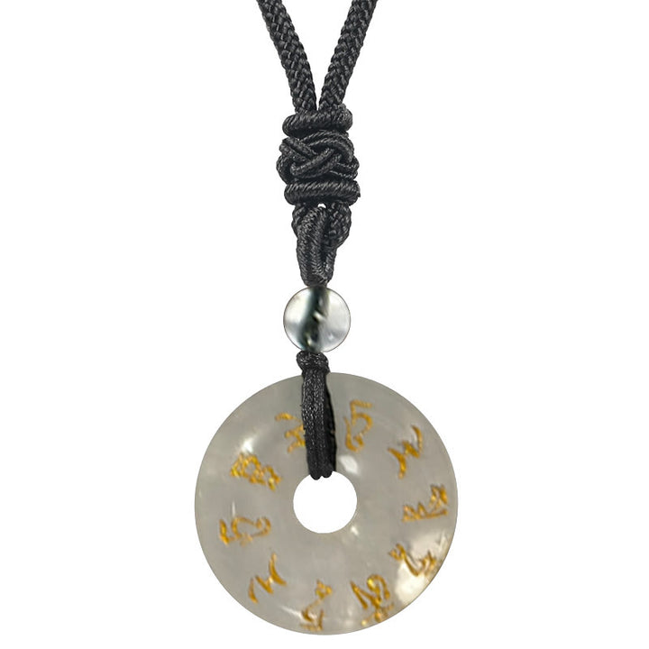 Buddha Stones Green Tara Mantra Natural Various Crystal Black Obsidian Fulfilment Necklace Pendant - White Crystal - image 3