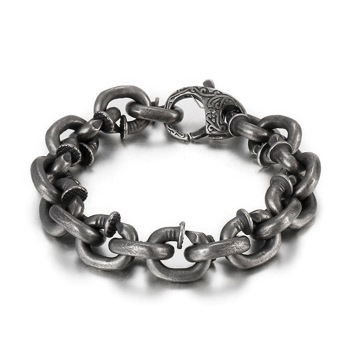 Buddha Stones Square Rivets Titanium Steel Good Luck Balance Bracelet - image 7