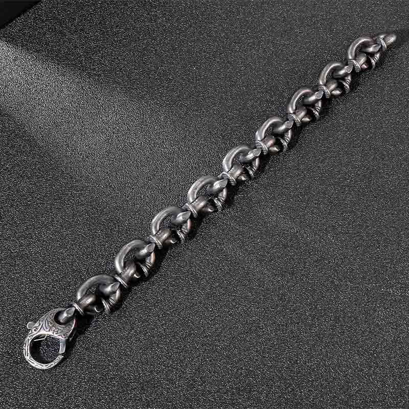 Buddha Stones Square Rivets Titanium Steel Good Luck Balance Bracelet - image 9