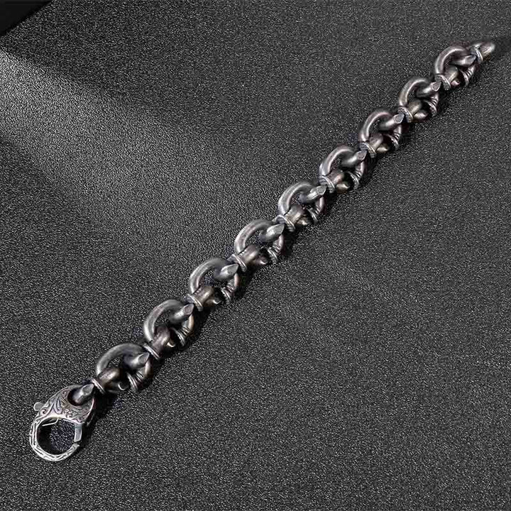 Buddha Stones Square Rivets Titanium Steel Good Luck Balance Bracelet - image 9