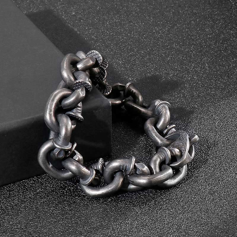 Buddha Stones Square Rivets Titanium Steel Good Luck Balance Bracelet - image 1