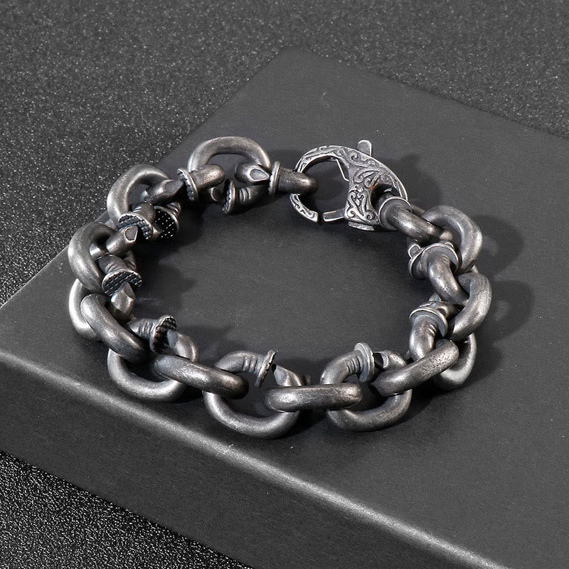 Buddha Stones Square Rivets Titanium Steel Good Luck Balance Bracelet - image 8
