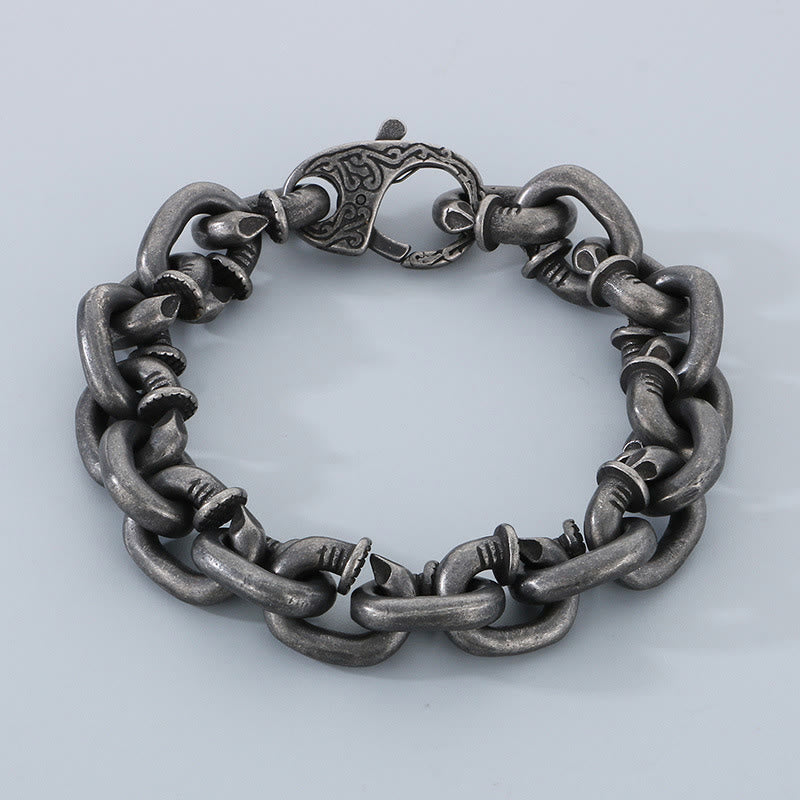 Buddha Stones Square Rivets Titanium Steel Good Luck Balance Bracelet - Titanium Steel(Wrist Circumference: 20-21cm) - image 0