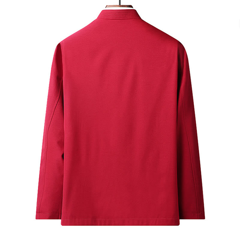 Buddha Stones Chinese New Year Embroidered Tang Suit Hanfu Traditional Uniform Long Sleeve Top Pants Clothing Men's Set - image 7