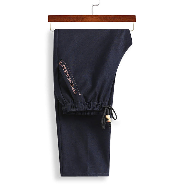 Buddha Stones Chinese New Year Embroidered Tang Suit Hanfu Traditional Uniform Long Sleeve Top Pants Clothing Men's Set - image 3