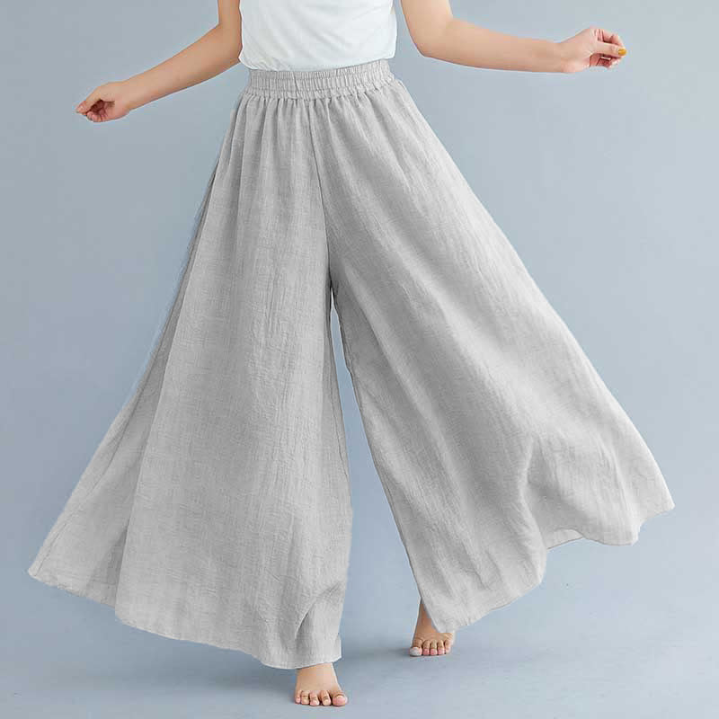Buddha Stones Women Casual Loose Cotton Linen Wide Leg Pants For Yoga Dance - Light Gray - US2，UK/AU6，EU34 (M) - image 30