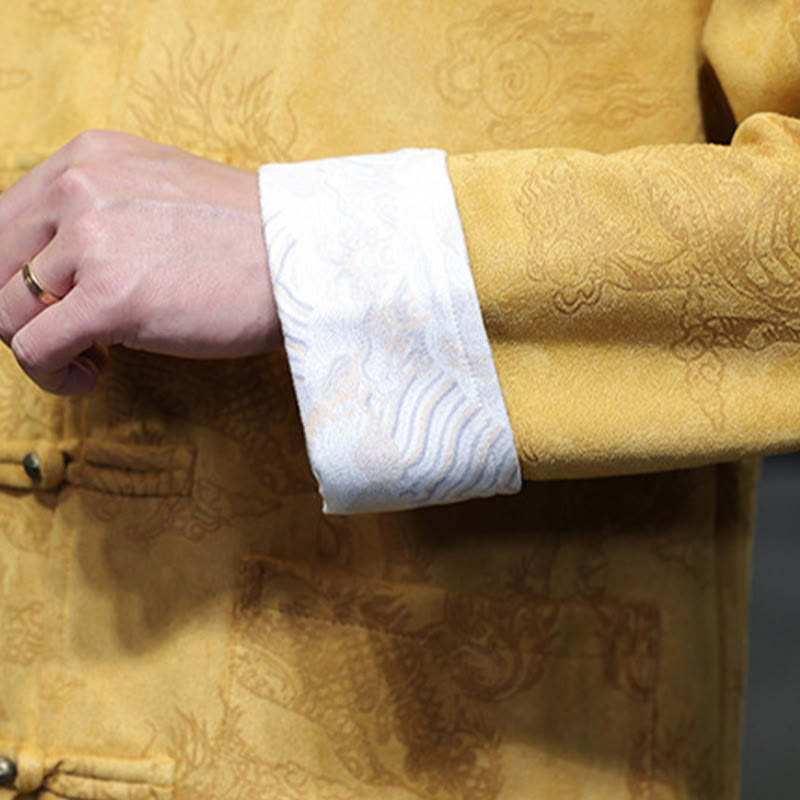 Buddha Stones Chinese New Year Kirin Print Frog-button Tang Suit Men's Jacket Shirt With Pockets - image 11