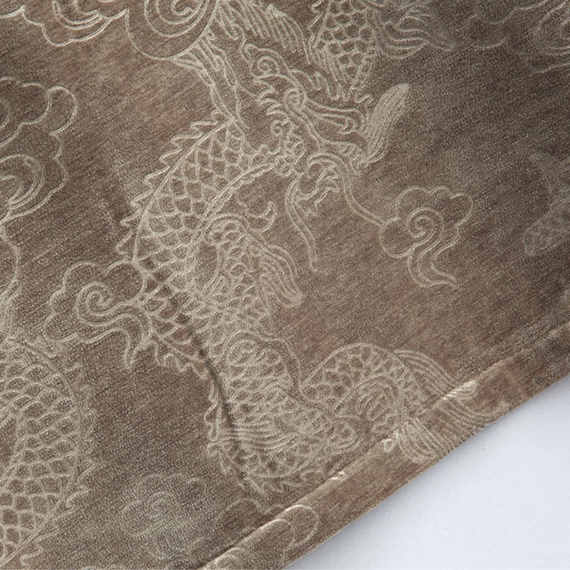 Buddha Stones Chinese New Year Dragon Auspicious Clouds Frog-button Tang Suit Men's Jacket Shirt With Pockets - image 3