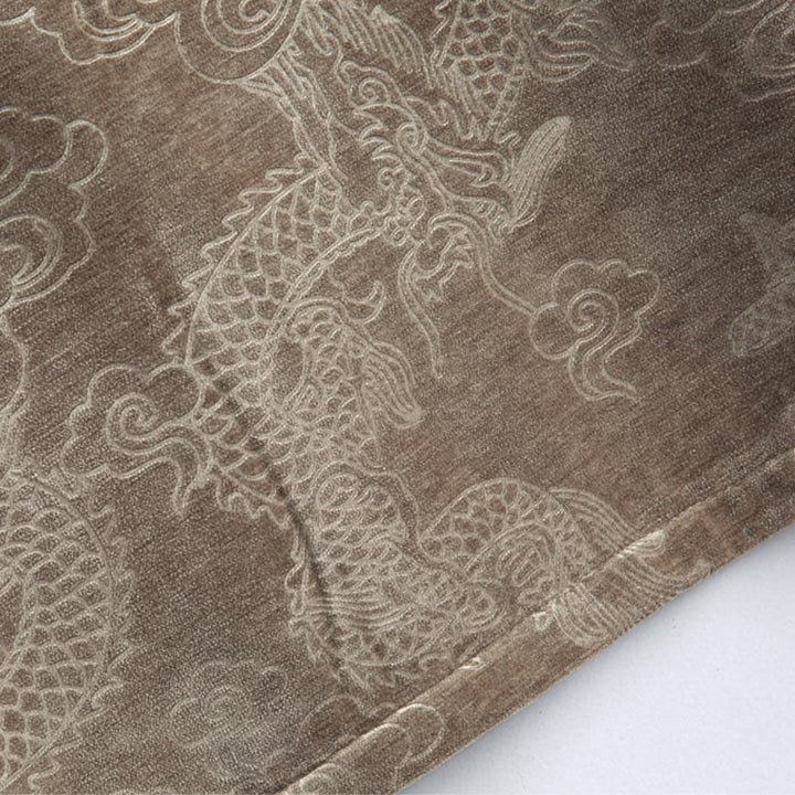Buddha Stones Chinese New Year Dragon Auspicious Clouds Frog-button Tang Suit Men's Jacket Shirt With Pockets - image 3