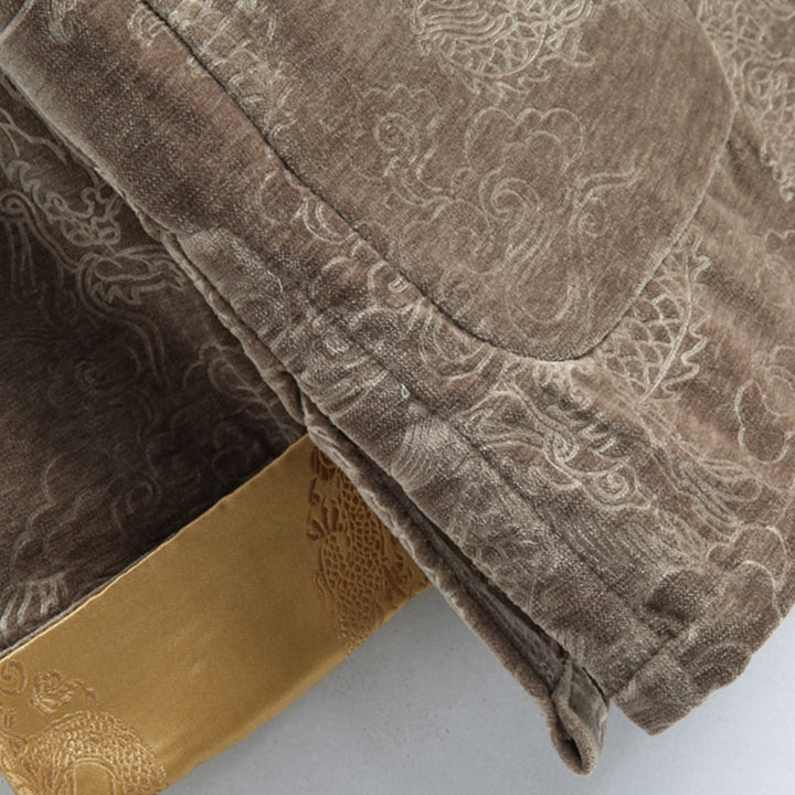 Buddha Stones Chinese New Year Dragon Auspicious Clouds Frog-button Tang Suit Men's Jacket Shirt With Pockets - image 9