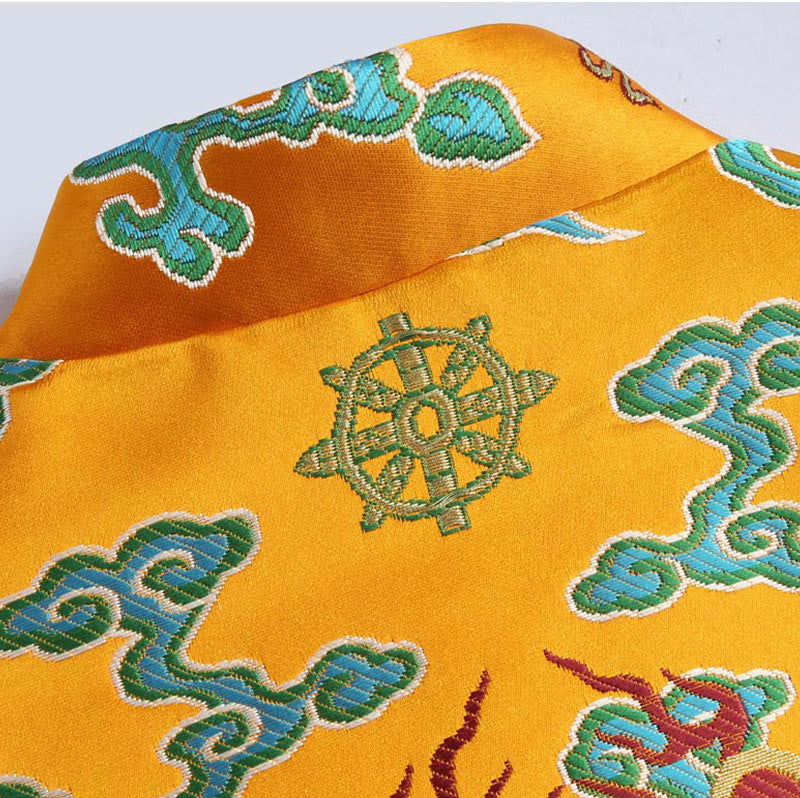 Buddha Stones Chinese New Year Dragon Embroidery Auspicious Clouds Frog-button Tang Suit Men's Jacket Shirt - image 11