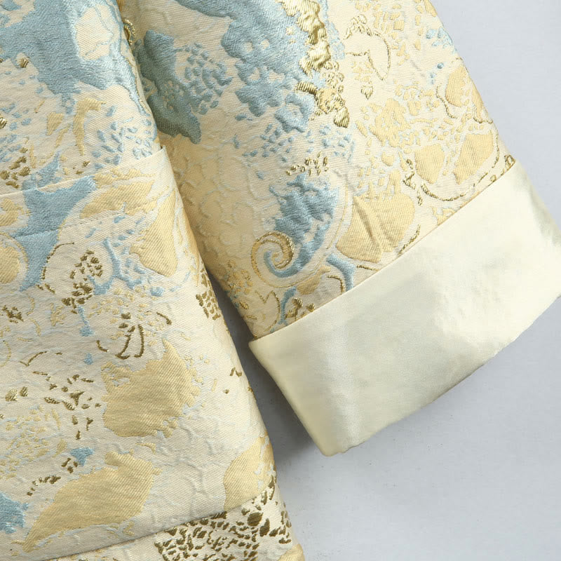 Buddha Stones Chinese New Year Jacquard Embroidery Frog-button Tang Suit Men's Jacket Shirt With Pockets - image 8