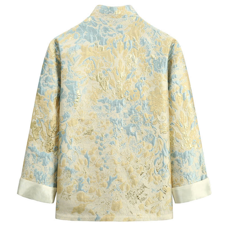 Buddha Stones Chinese New Year Jacquard Embroidery Frog-button Tang Suit Men's Jacket Shirt With Pockets - image 1