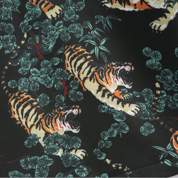 Buddha Stones Chinese New Year Forest Tiger Red Cuff Frog-button Tang Suit Men's Jacket Shirt With Pockets - image 9