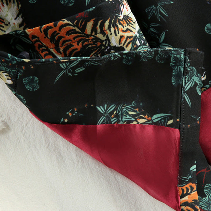 Buddha Stones Chinese New Year Forest Tiger Red Cuff Frog-button Tang Suit Men's Jacket Shirt With Pockets - image 6