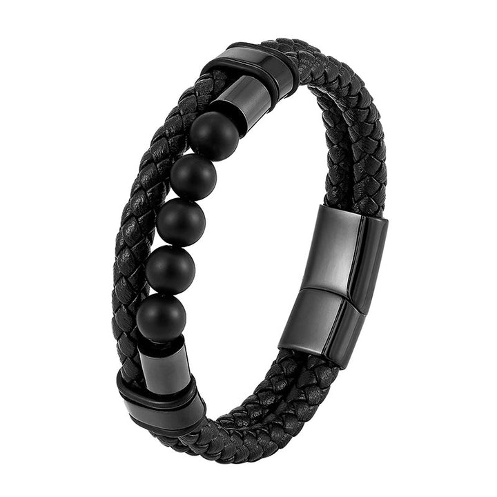 Buddha Stones Lava Rock Frosted Stone Healing Leather Magnetic Buckle Bracelet - image 11