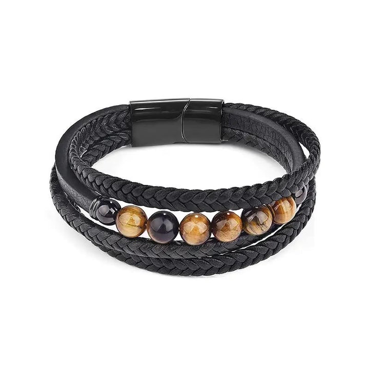Buddha Stones Tiger Eye Stone Protection Leather Bracelet - image 10