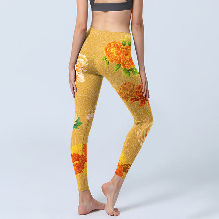 Buddha Stones Vibrant Rose Flowers Print Gym Leggings Women's Yoga Pants - image 4