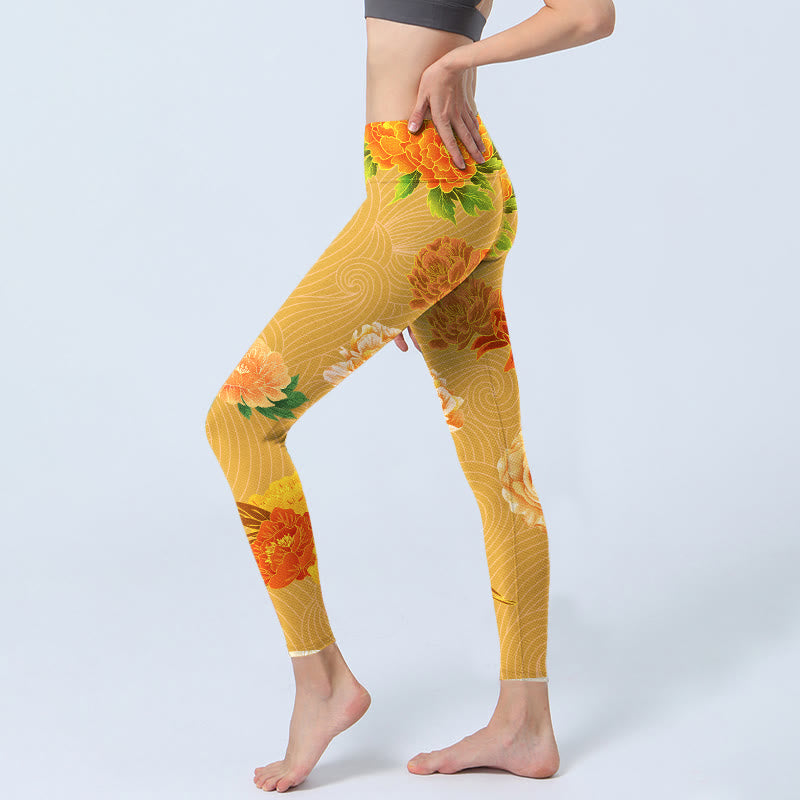 Buddha Stones Vibrant Rose Flowers Print Gym Leggings Women's Yoga Pants - image 2