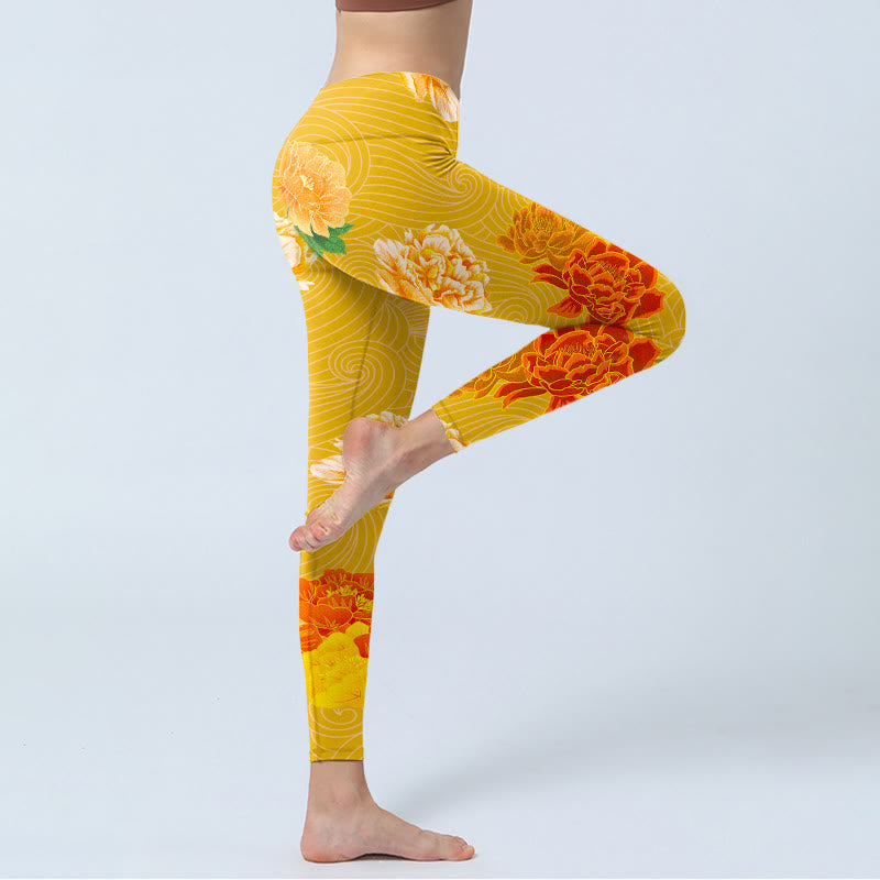 Buddha Stones Vibrant Rose Flowers Print Gym Leggings Women's Yoga Pants - image 3