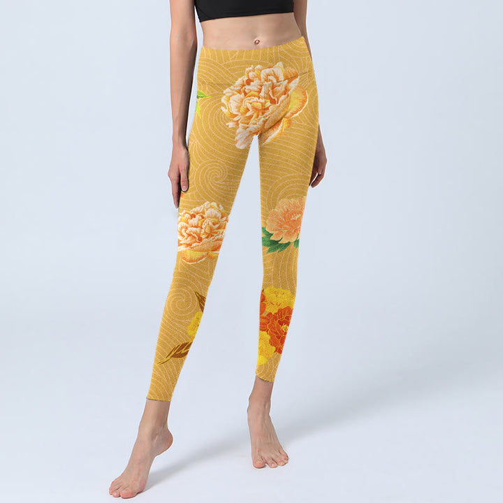 Buddha Stones Vibrant Rose Flowers Print Gym Leggings Women's Yoga Pants - image 5