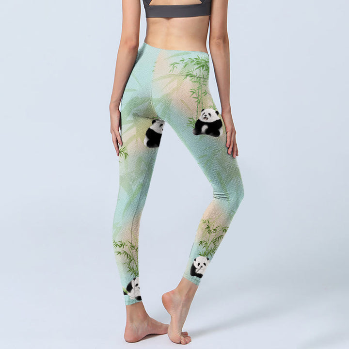 Buddha Stones Pandas Bamboo Print Gym Leggings Women's Yoga Pants - image 4