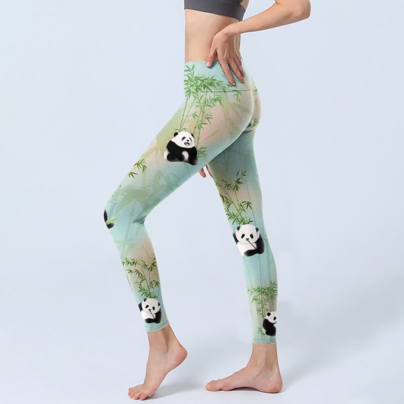 Buddha Stones Pandas Bamboo Print Gym Leggings Women's Yoga Pants - image 2