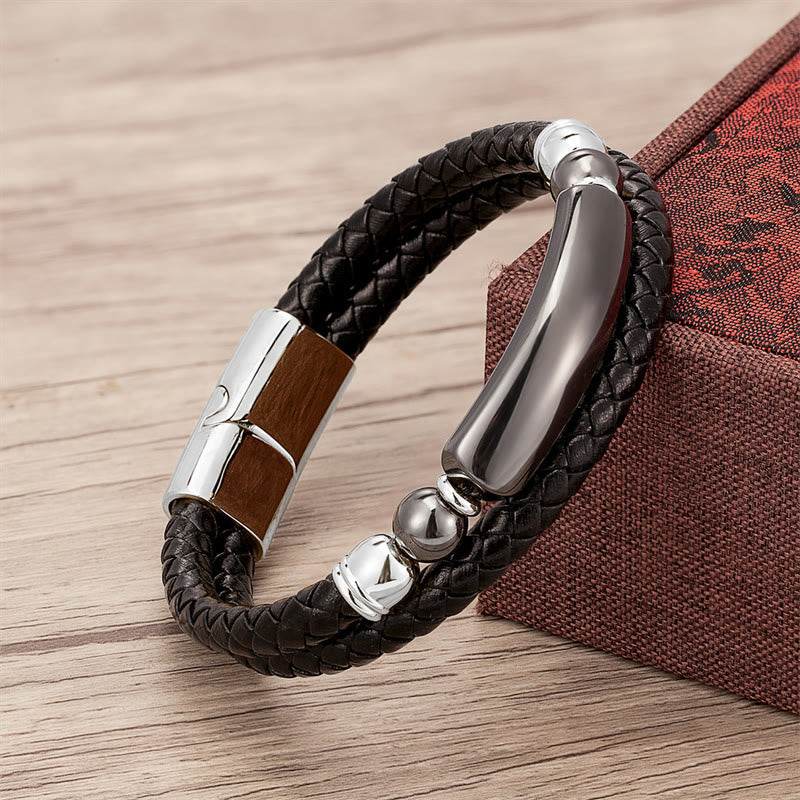 Buddha Stones Green Aventurine Tiger Eye Green Agate Black Onyx Hematite Stone Luck Leather Magnetic Buckle Bracelet - Silver - Hematite - 18-22cm - image 18