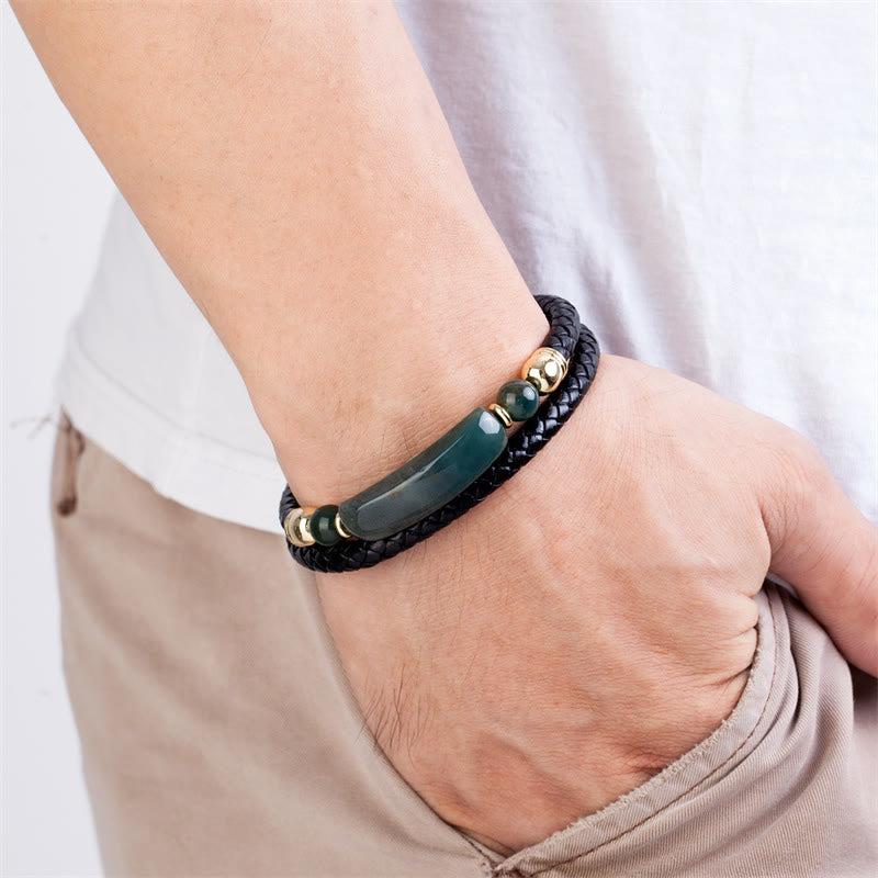 Buddha Stones Green Aventurine Tiger Eye Green Agate Black Onyx Hematite Stone Luck Leather Magnetic Buckle Bracelet - image 14