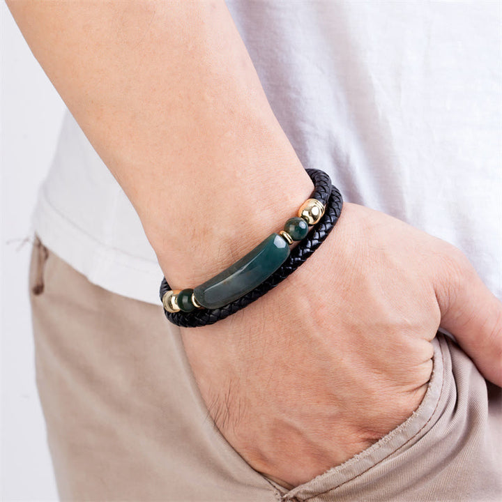 Buddha Stones Green Aventurine Tiger Eye Green Agate Black Onyx Hematite Stone Luck Leather Magnetic Buckle Bracelet - image 14