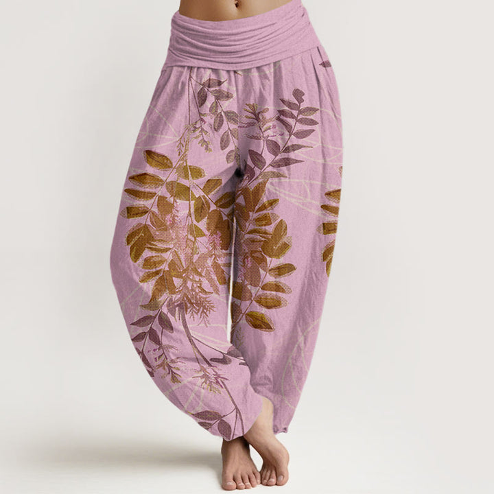 Buddha Stones Green Leaves Branches Women's Elastic Waist Harem Pants - Pink - US22，UK/AU26，EU54 (6XL) - image 4