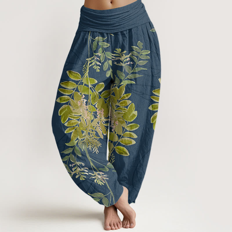 Buddha Stones Green Leaves Branches Women's Elastic Waist Harem Pants - MidnightBlue - US22，UK/AU26，EU54 (6XL) - image 7