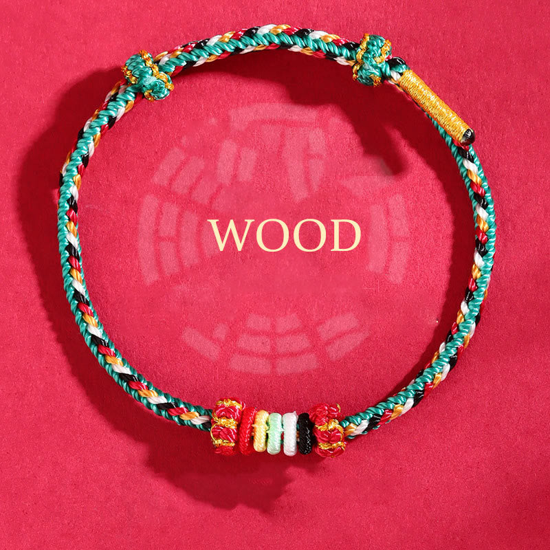 Buddha Stones Five Elements Colorful String Completeness Knot Reef Knot Braid Luck Bracelet - Wood(Wrist Circumference: 14-17cm) - image 8