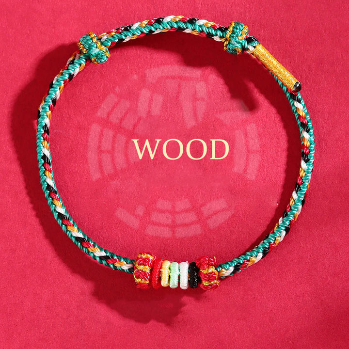 Buddha Stones Five Elements Colorful String Completeness Knot Reef Knot Braid Luck Bracelet - Wood(Wrist Circumference: 14-17cm) - image 8