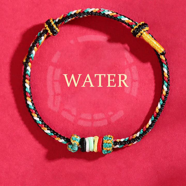 Buddha Stones Five Elements Colorful String Completeness Knot Reef Knot Braid Luck Bracelet - Water(Wrist Circumference: 14-17cm) - image 10