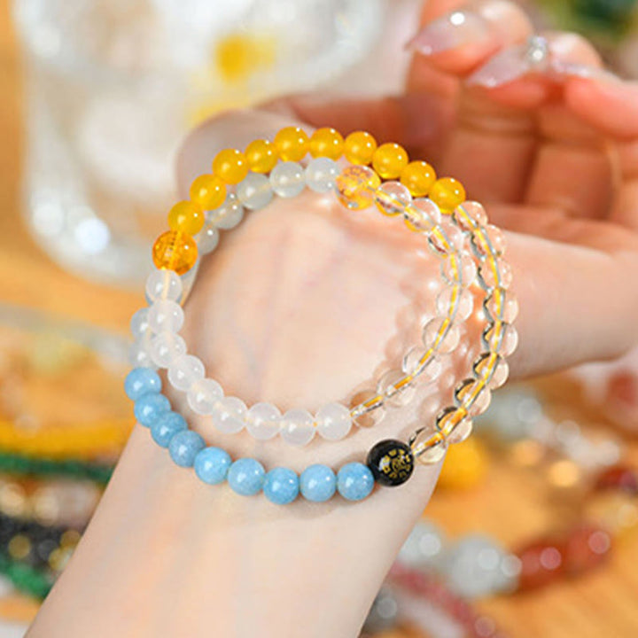 Buddha Stones Five Elements Various Crystal Agate Strawberry Quartz Wisdom Bracelet - image 31