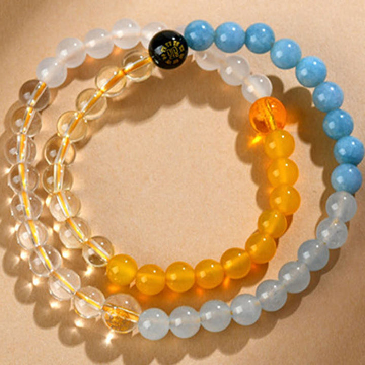 Buddha Stones Five Elements Various Crystal Agate Strawberry Quartz Wisdom Bracelet - image 30
