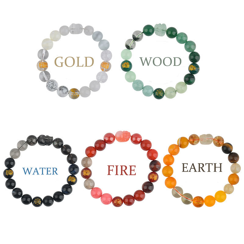 Buddha Stones Five Elements Various Crystal Agate Pixiu Wealth Bracelet - image 31
