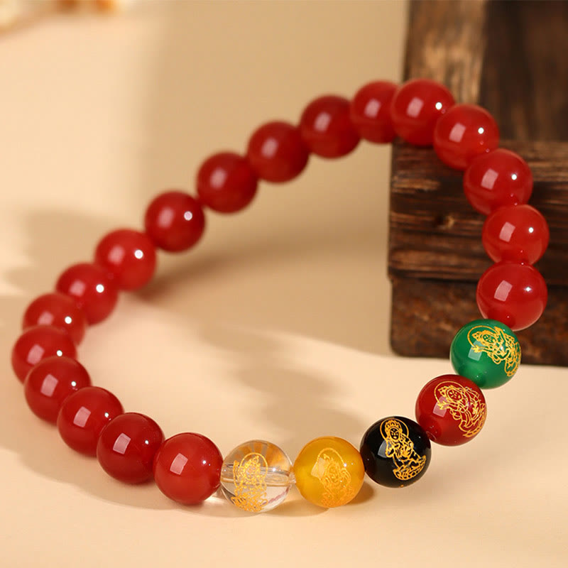 Buddha Stones Five Elements Various Agate Jambhala Luck Bracelet - image 16