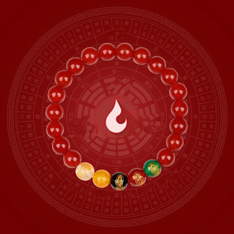 Buddha Stones Five Elements Various Agate Jambhala Luck Bracelet - image 14