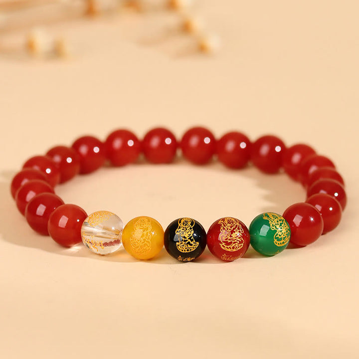 Buddha Stones Five Elements Various Agate Jambhala Luck Bracelet - image 18