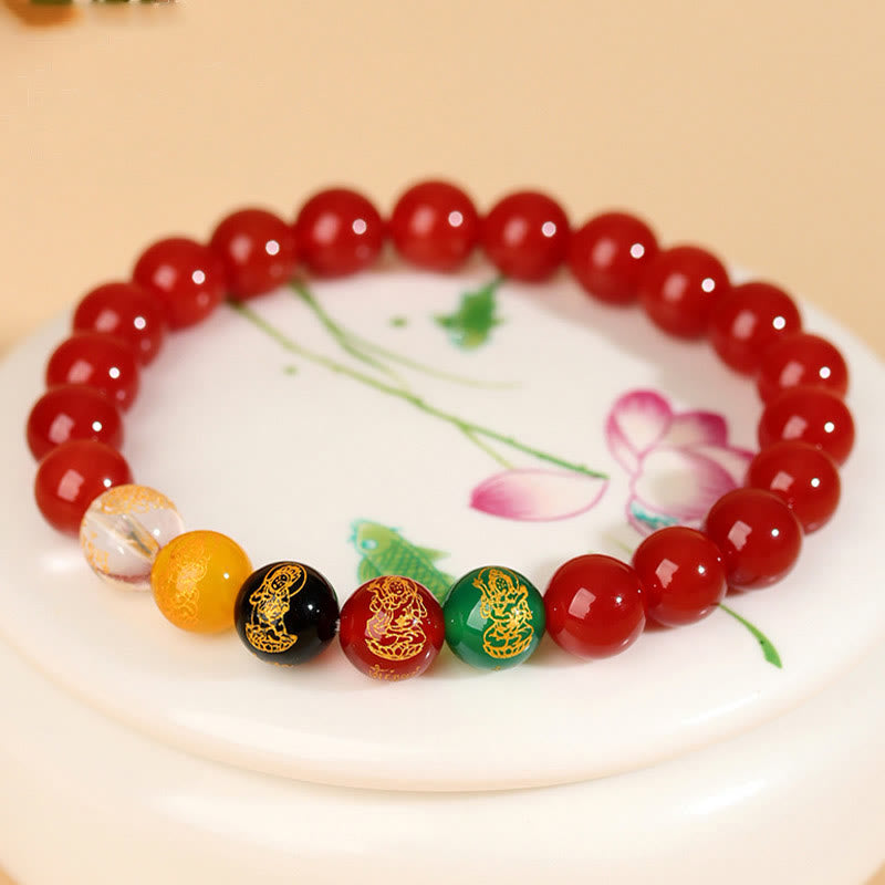 Buddha Stones Five Elements Various Agate Jambhala Luck Bracelet - image 17