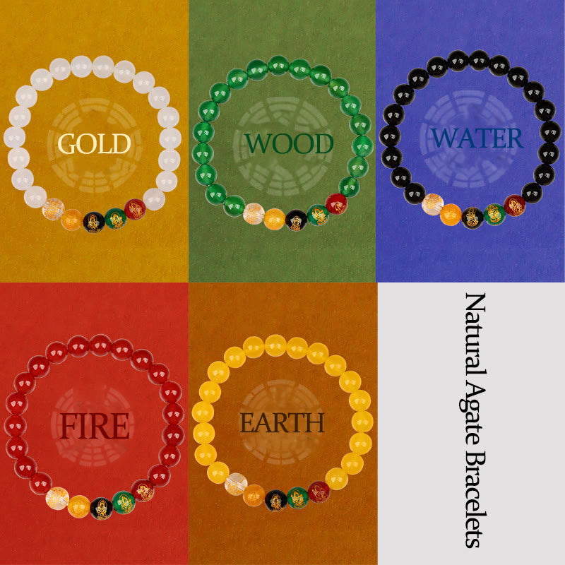 Buddha Stones Five Elements Various Agate Jambhala Luck Bracelet - image 2