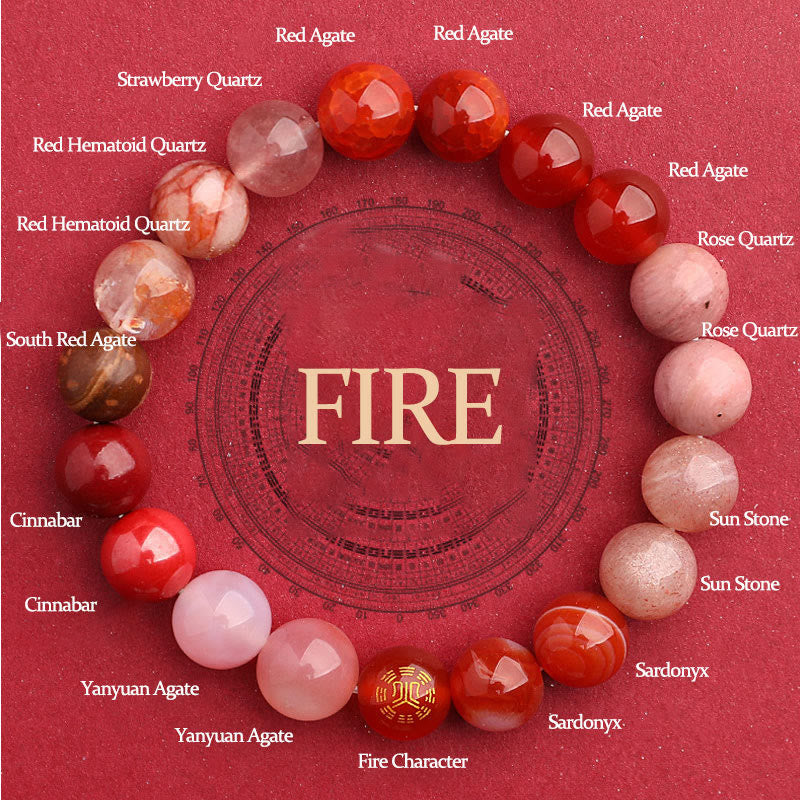 Buddha Stones Five Elements Various Agate Balance Luck Bracelet - Fire(Wrist Circumference: 14-16cm) - 10mm - image 32