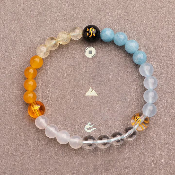 Buddha Stones Five Elements Various Agate Crystal Sun Stone Wisdom Bracelet - image 18